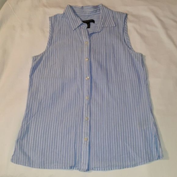 Banana‎ Republic Sleeveless Striped Oxford Shirt XS - Picture 1 of 6